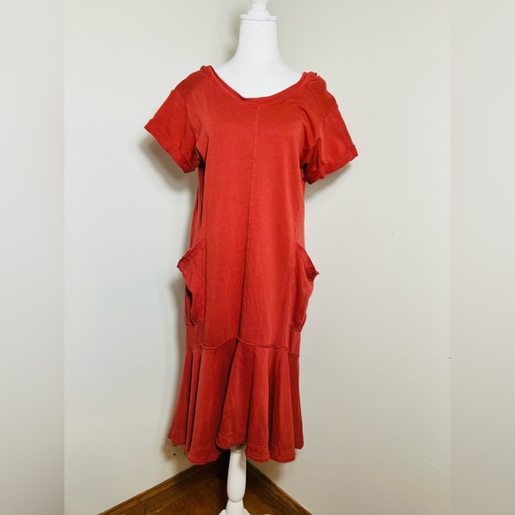Anthropologie Dresses & Skirts - Anthropology Saturday Sunday‎ Midi Dress Sz M Burnt Orange Pockets Cotton Beach